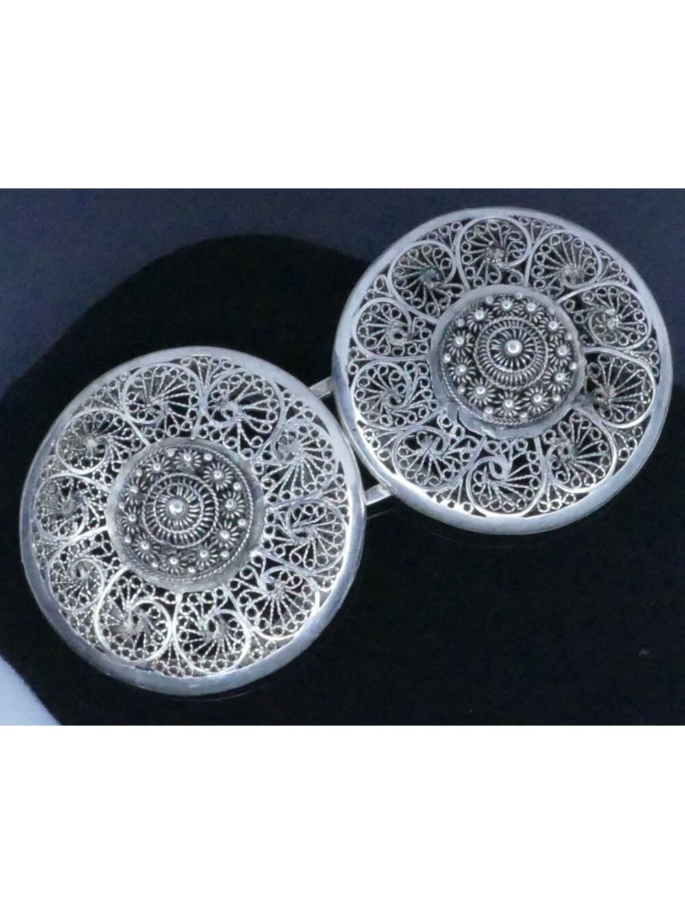 Museum Quality Antique French Indochina Solid Silver Filigree Belt Buckle Large